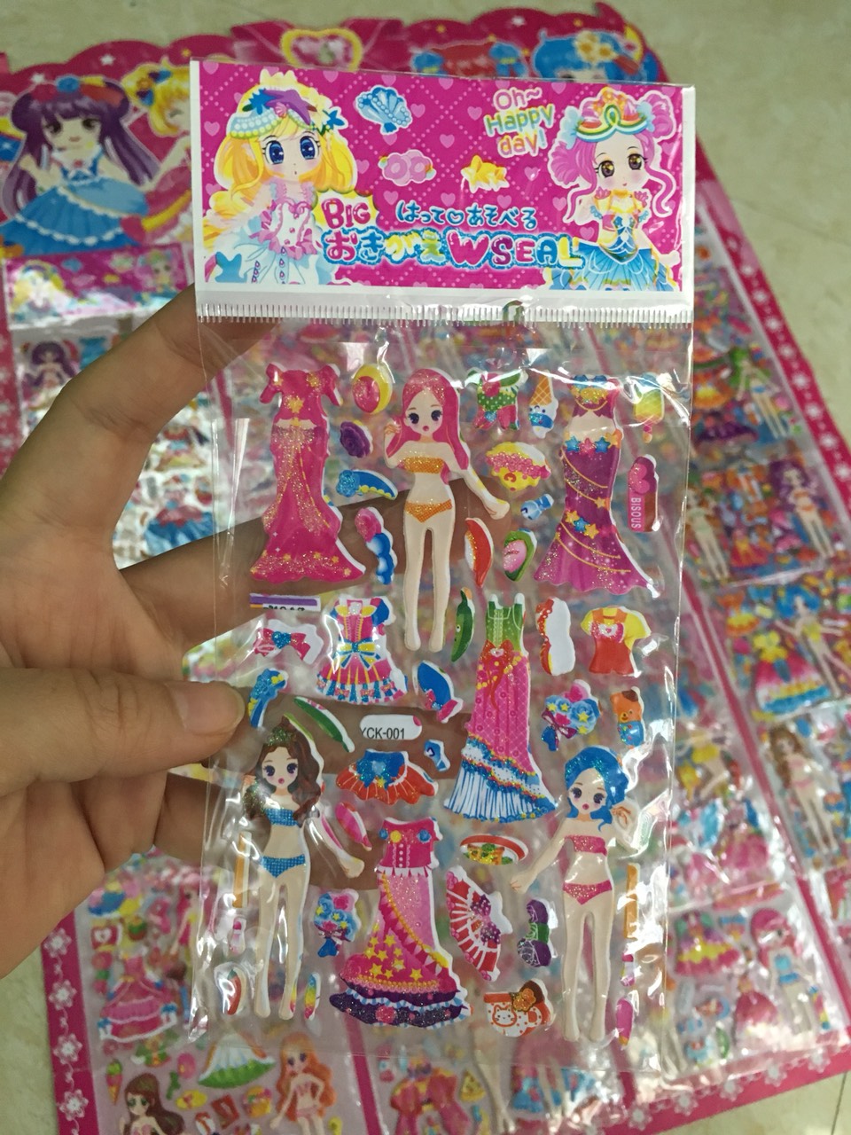{Sale} Bộ 5 sticker hình dán búp bê nổi