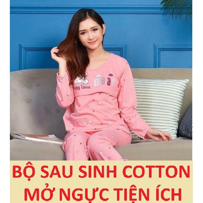Đồ Bộ sau sinh hình gấu bear mở nắp cho bé bú