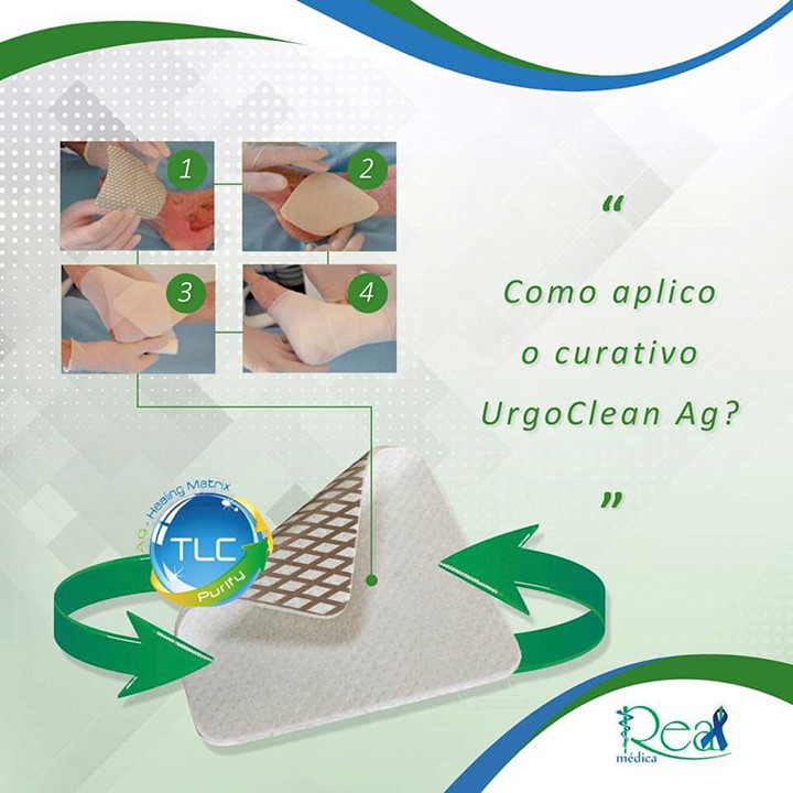 Gạc UrgoClean Ag giúp chống lại nhiễm khuẩn cục bộ kt 10x10cm số lượng 01 miếng