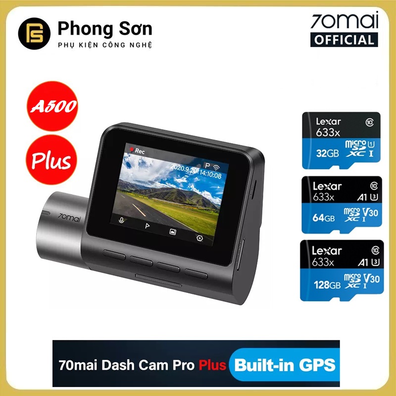 Camera hành trình 70mai Dash Cam Pro Plus , 70mai A500 Quốc tế , Tích hợp sẵn GPS , Cam...