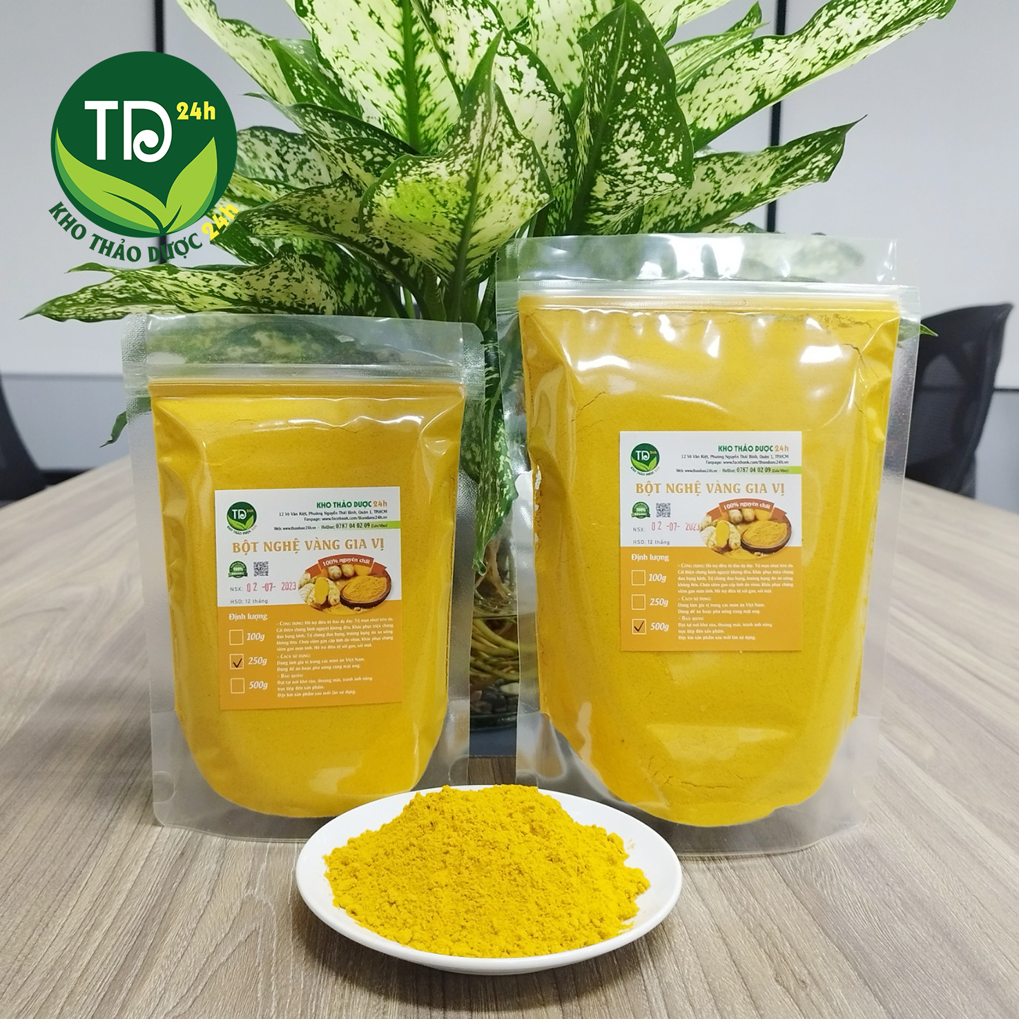 Bột nghệ vàng nguyên chất 100%, chuyên dùng làm gia vị, tạo màu và mùi cho món ăn thơm ngon, hàng công ty, đầy đủ kiểm định, giá tốt | Kho thảo dược 24h