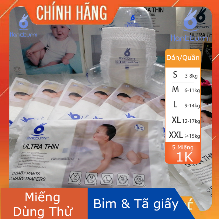 [Dùng Thử ] Bỉm Tã Quần Dán Hankkumi Cho Trẻ Em Bé Sơ Sinh Size S1/M1/L1/XL1/XXL1 Cao Cấp