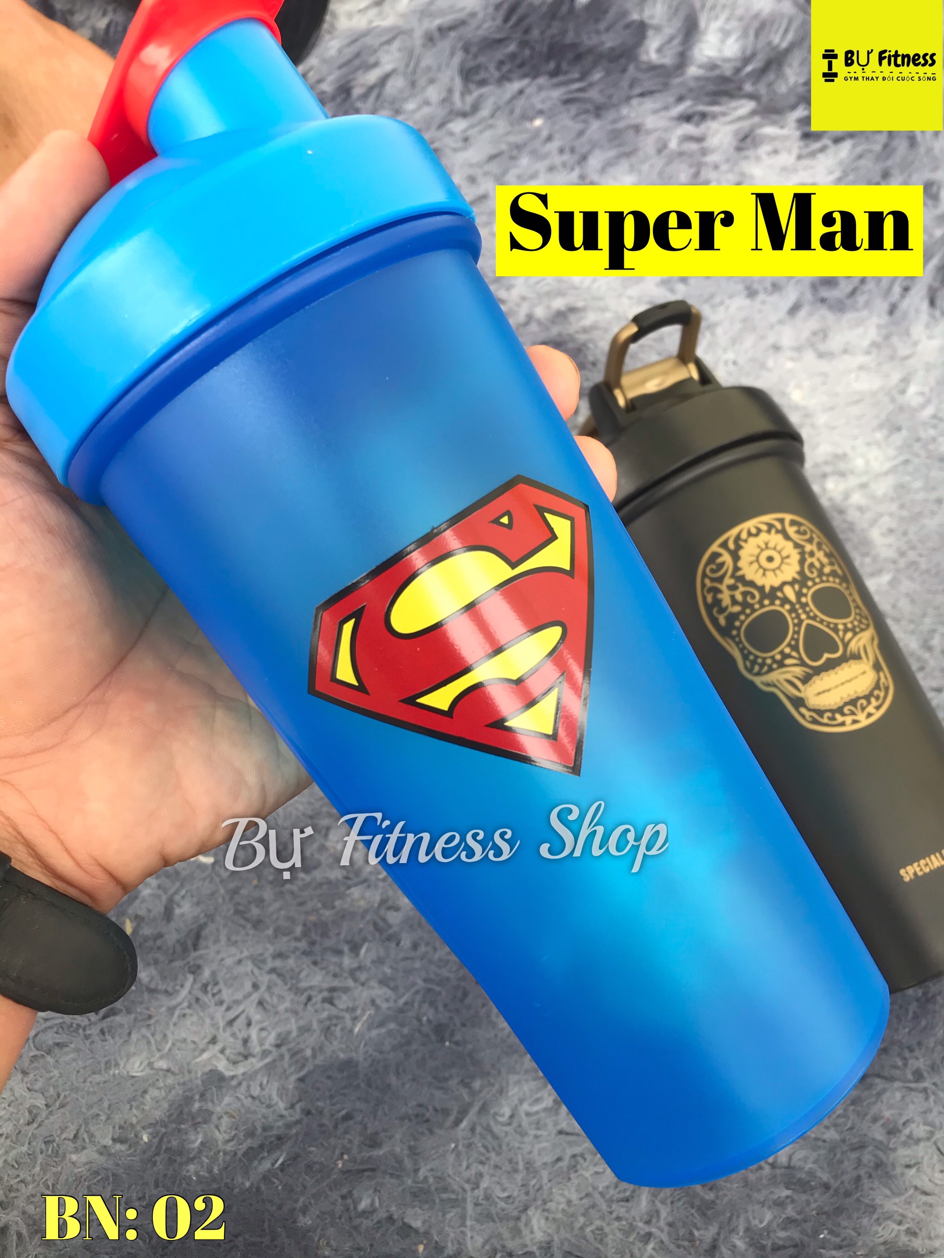 Bình lắc thể thao uống nước, bình nước shaker siêu anh hùng dung tích 750ml