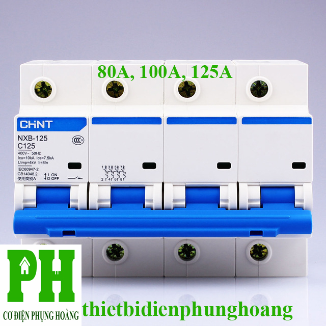 Aptomat - MCB CHINT 4 Pha (80A, 100A, 125A) loại NXB-125 10ka [CHÍNH HÃNG] [GIAO NHANH]