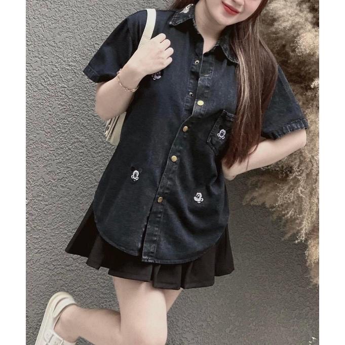 Áo Sơ Mi Jean Thêu mickey siêu xịn