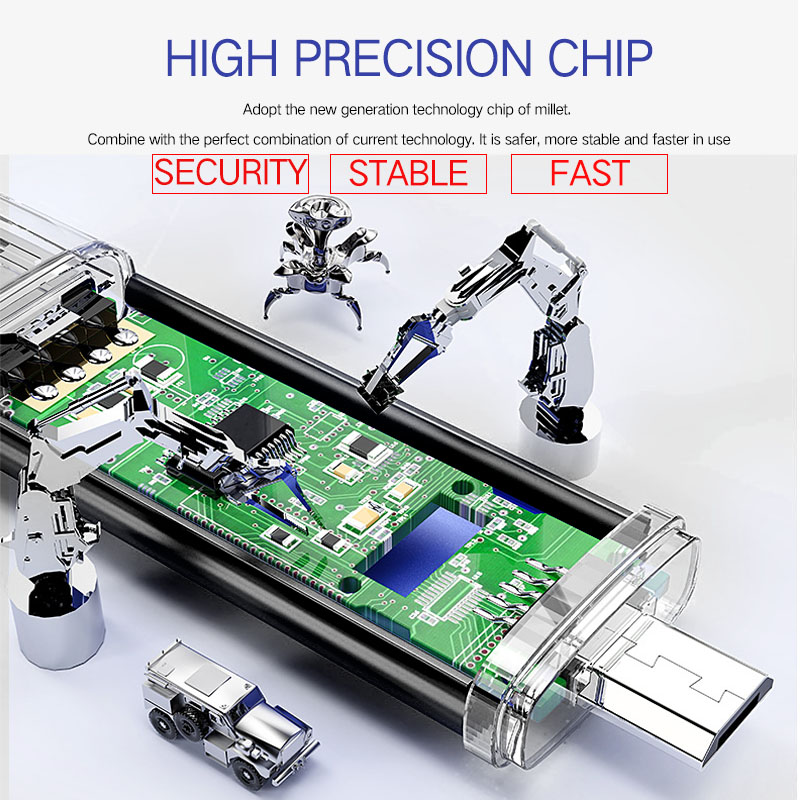 [Tặng kèm đồng hồ thạch anh miễn phí] Huyndai USB Flash Disk 128GB OTG Metal USB2.0 + Type C Pendrive Memory Stick