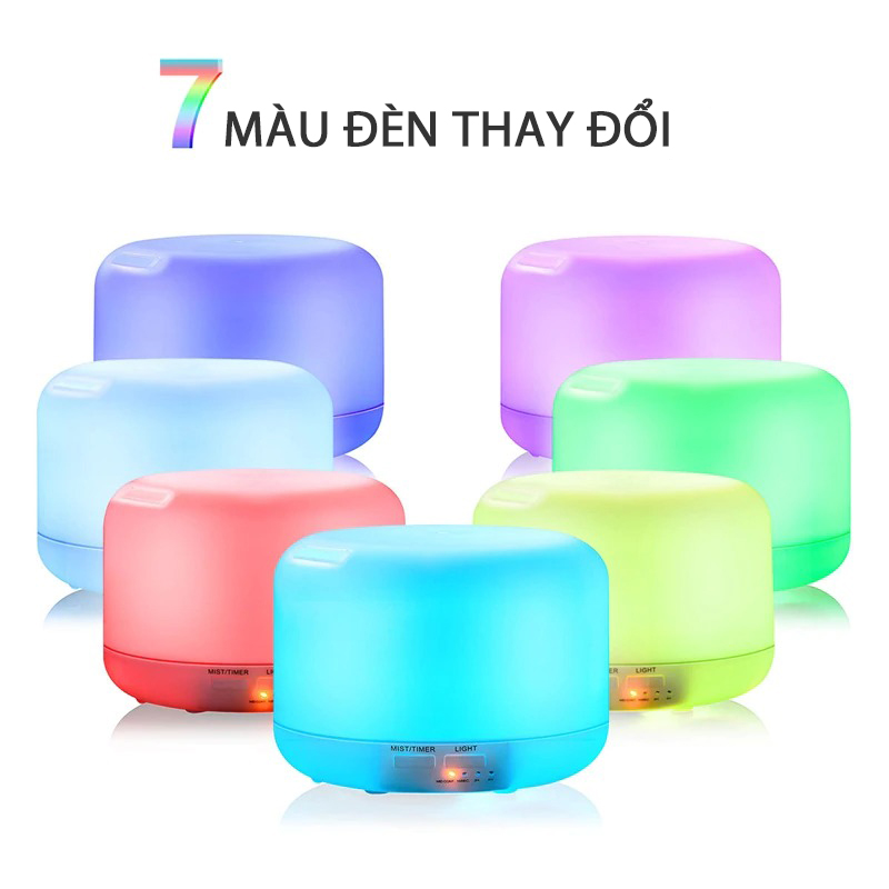 Máy Khuếch Tán Tinh Dầu Tạo Độ Ẩm Trụ Tròn 550ml Hình Trụ 7 Màu Có Remote - GULIFE MKT23