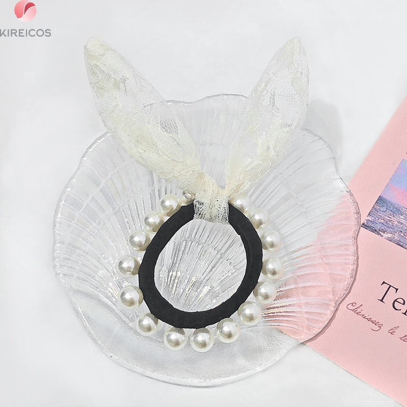 Cột Tóc Đính Châu Tai Thỏ Ren Siêu Xinh - kireicos