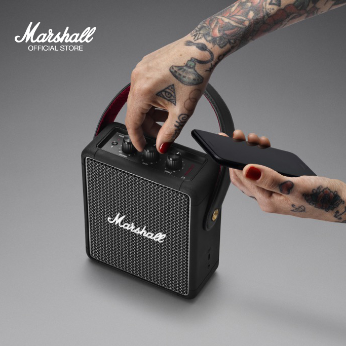Marshall Stockwell II Portable Bluetooth Speaker, Black and Brass