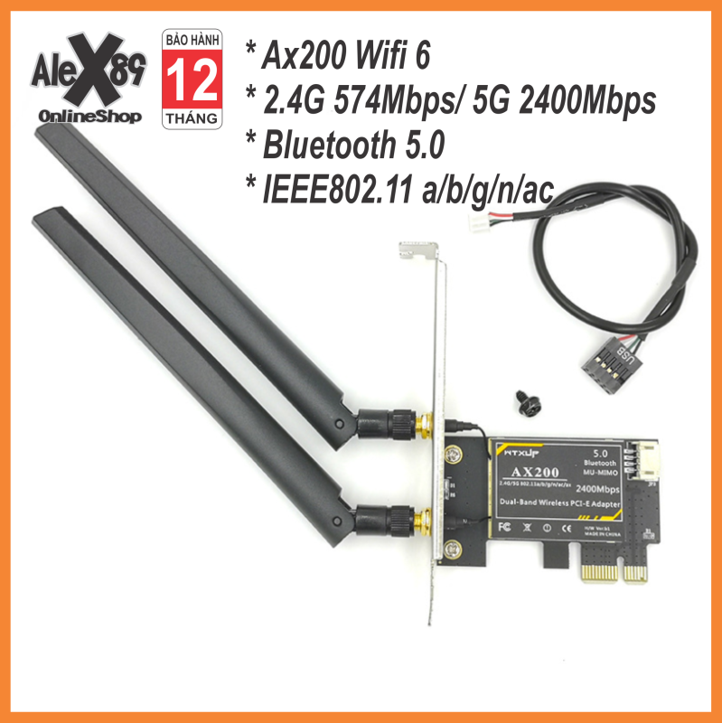 Bảng giá Card Mạng Wifi Intel AX200 Wifi 6, 9620Ac, N1202 Killer Giao Tiếp PCIE - Bảo Hành 12 Tháng Phong Vũ