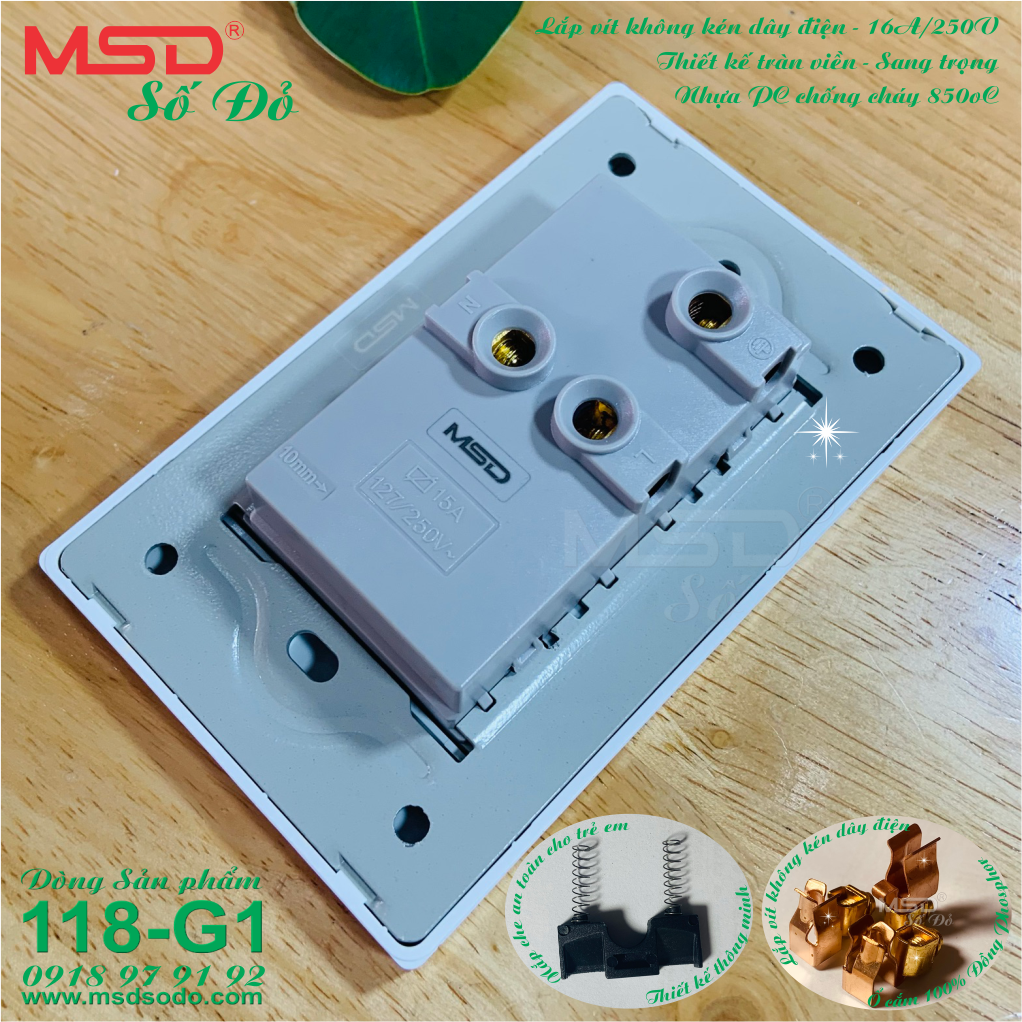Ổ CẮM ĐIỆN ĐÔI 3 CHẤU - MSD-B8 - HÀNG CAO CẤP