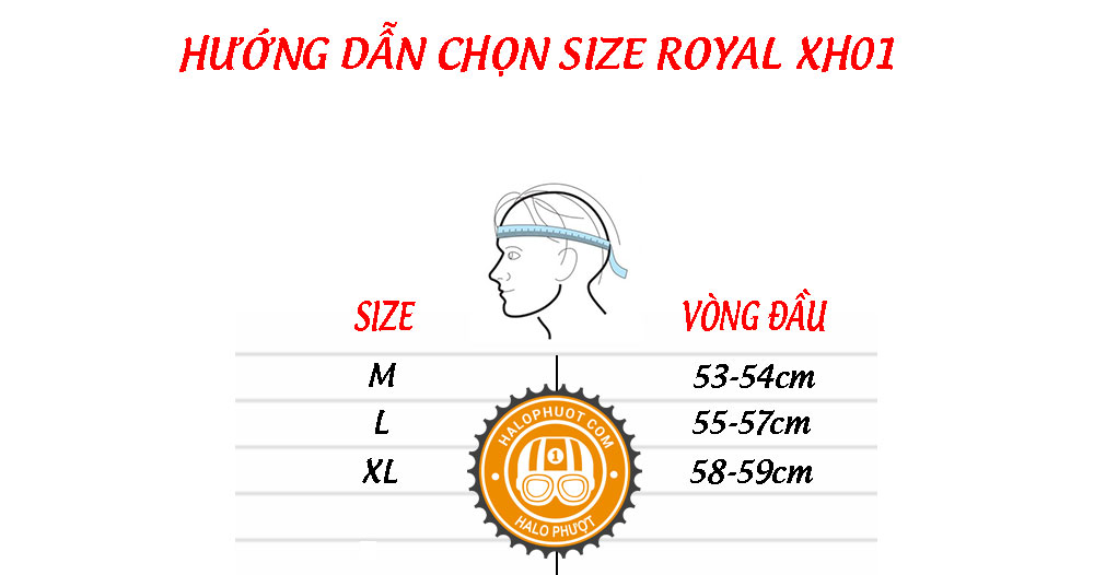 Nón bảo hiểm 3/4 Royal XH 01 đủ màu (Bảo hành trọn đời)