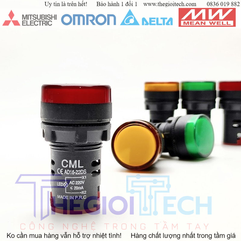 Đèn Báo Pha Phi 22 Xanh Đỏ Vàng CML