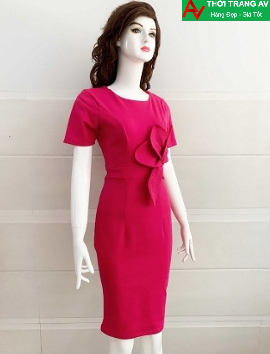 AV6447 - Đầm ôm body đính hoa sen eo nổi bật