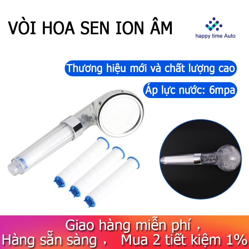 1 Set Negative Ions Bathroom Handheld Shower Water Saving Head Set with 3 Filters High Pressure Portable Shower Head Hand Shower
