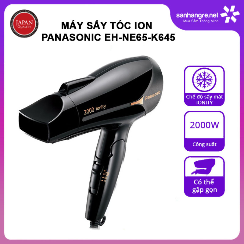 Máy sấy tóc Ion Panasonic EH-NE65-K645 công suất 2000W sản xuất Thái Lan - Hàng chính hãng, bảo hành 12 tháng nhập khẩu