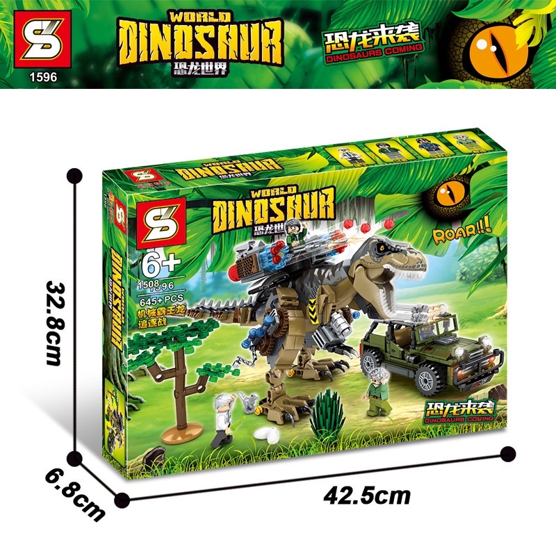 Bộ lắp ráp Jurassic World - SY 1596 ( Xếp Hình Khủng Long Máy Dinosaur 645 Mảnh )