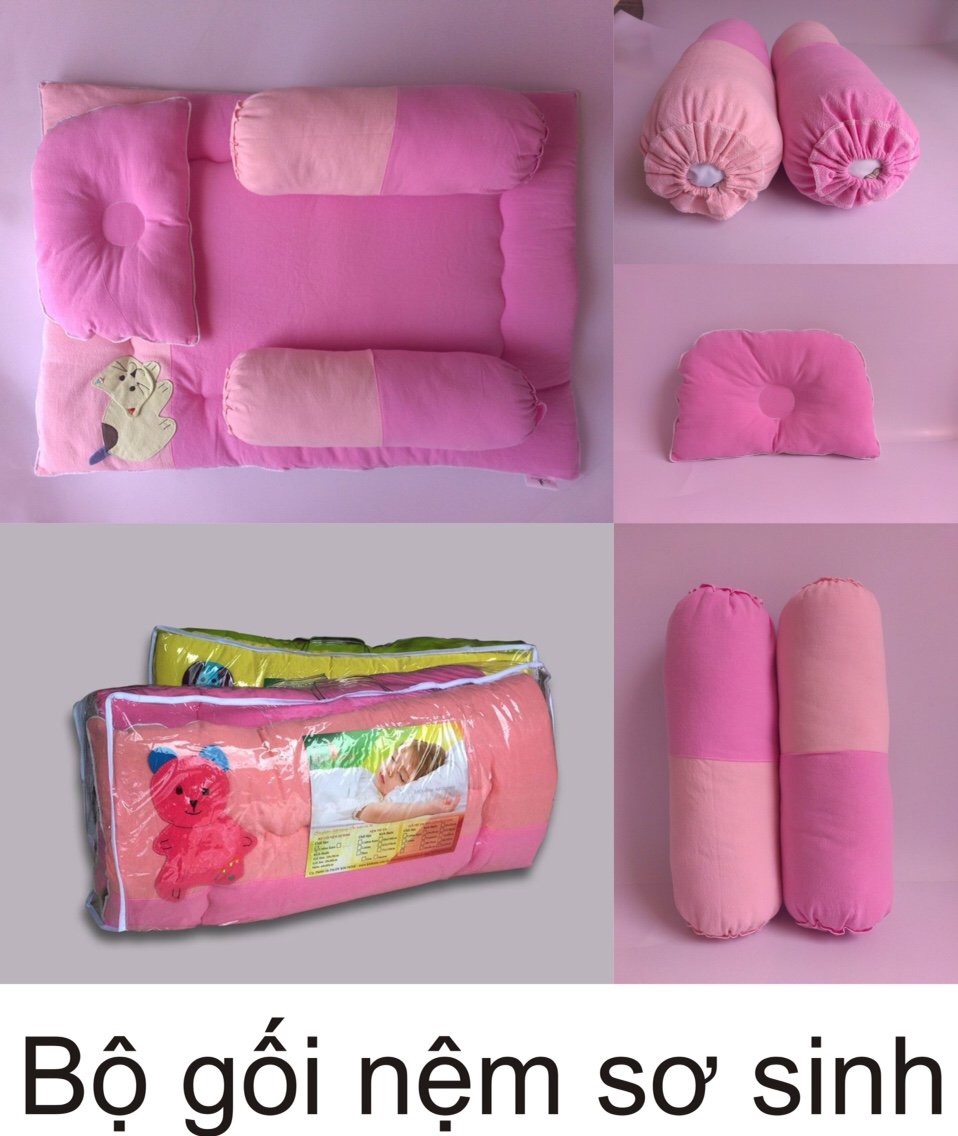 Bộ nệm gối sơ sinh kim home Cara (Cho em bé từ 0-18m)