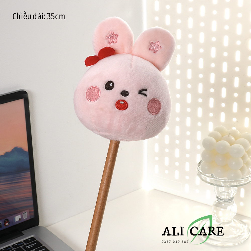 Gậy đấm lưng hình thú bông dễ thương, cây đấm lưng thư giãn vải bông mềm, tay cầm bằng gỗ chắc chắn m128