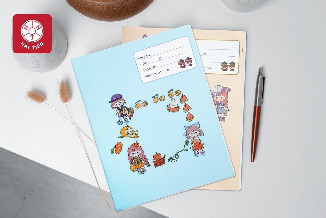 HẢI TIẾN Tập ô ly Sticker (96 trang) - 100g/m2 (Giao mẫu ngẫu nhiên - Có tặng kèm Sticker - Lốc 3 cuốn)