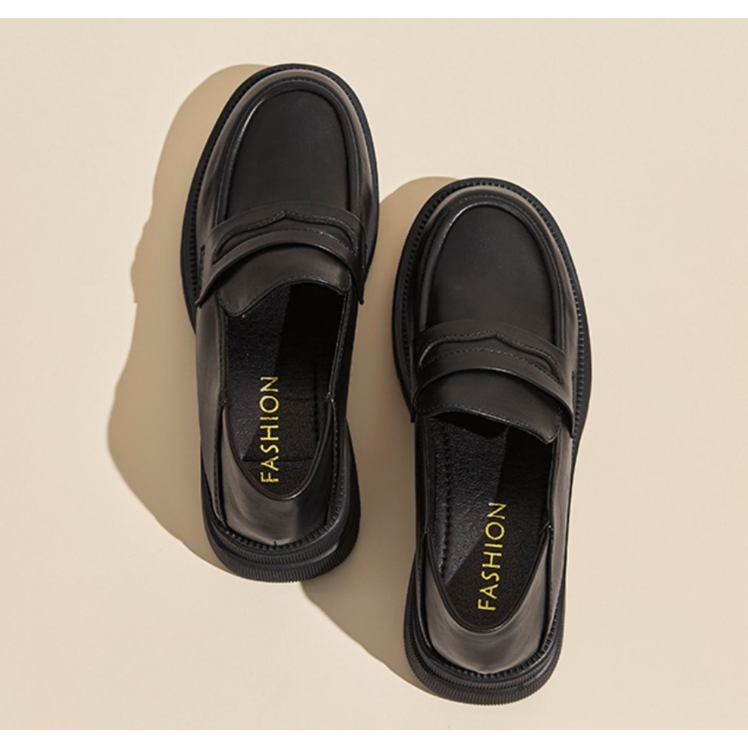 Giày Loafer Nữ Giày Da Bánh Mì 5 Phân Phong Cách Nhật Bản