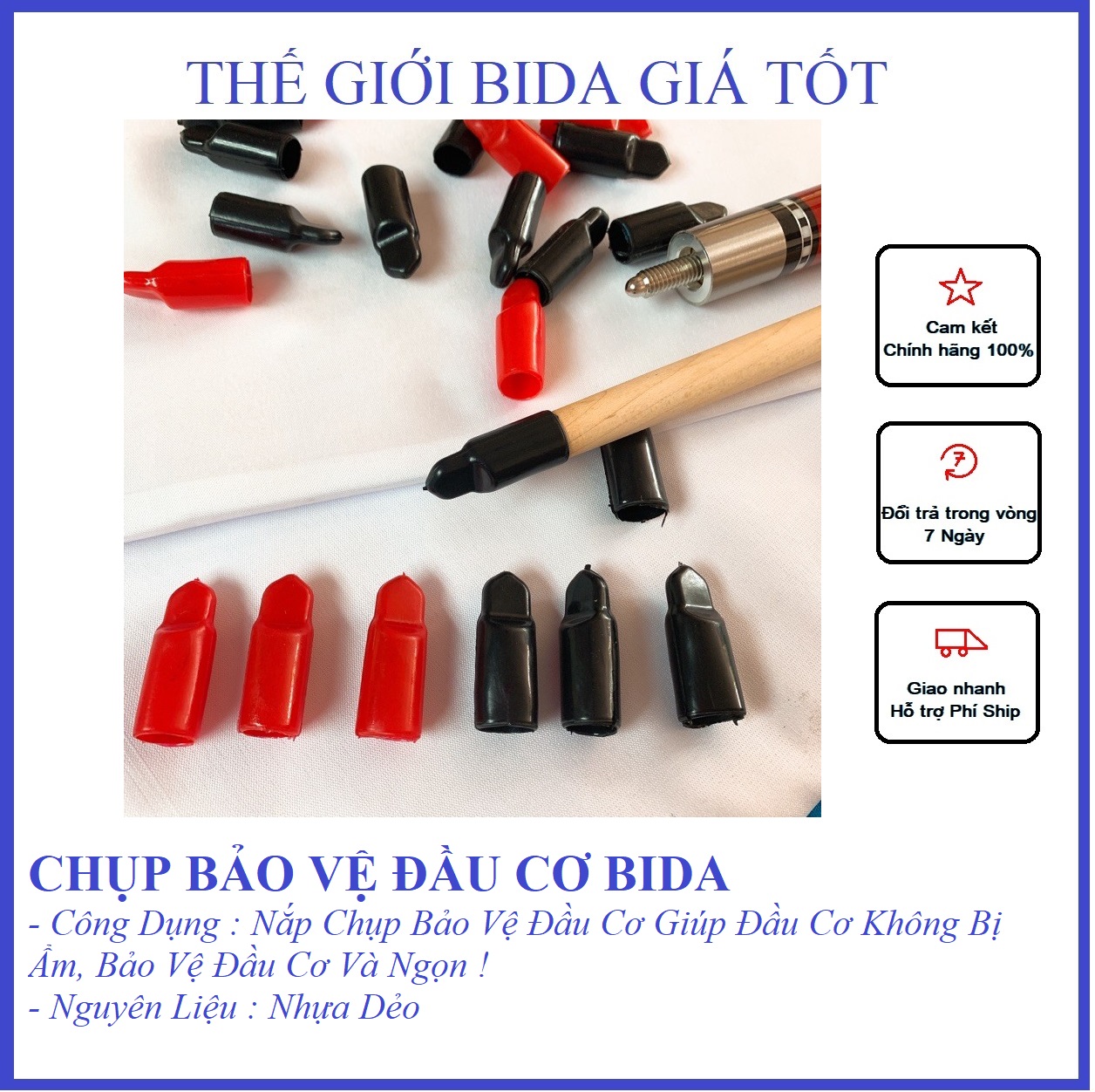 Chụp Đầu Cơ Bida (Chụp Đầu Tẩy Cơ Bida) - Giúp Bảo Vệ Đầu Cơ Chống Ẩm Mốc