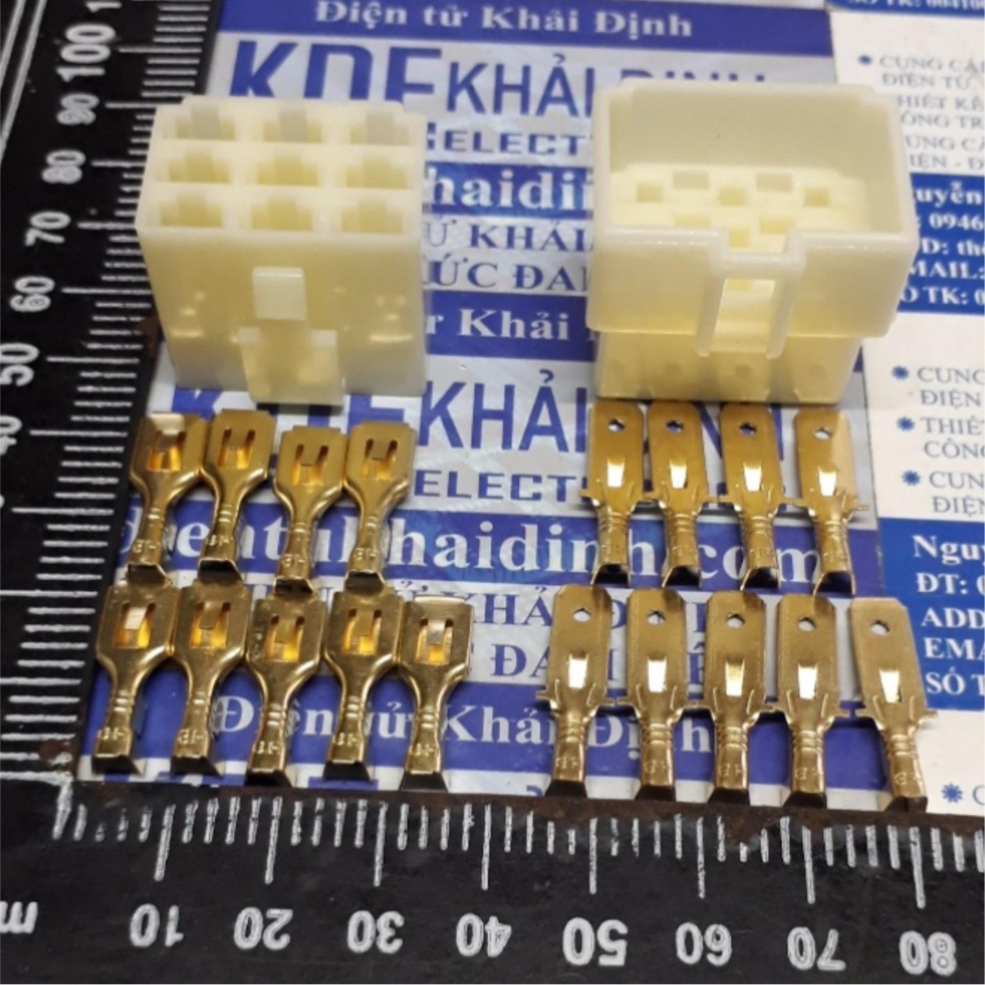 2 BỘ RỜI ĐẦU NHỰA ĐỰC, CÁI, LÕI ĐỒNG ĐỰC, CÁI HEADER 6.3mm 9P (JACK XE OTO) kde5096