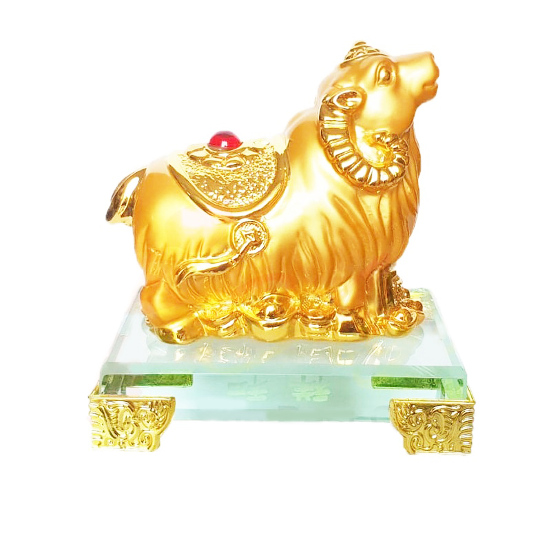 Tượng Chú Dê Vàng Đế Thủy Tinh
