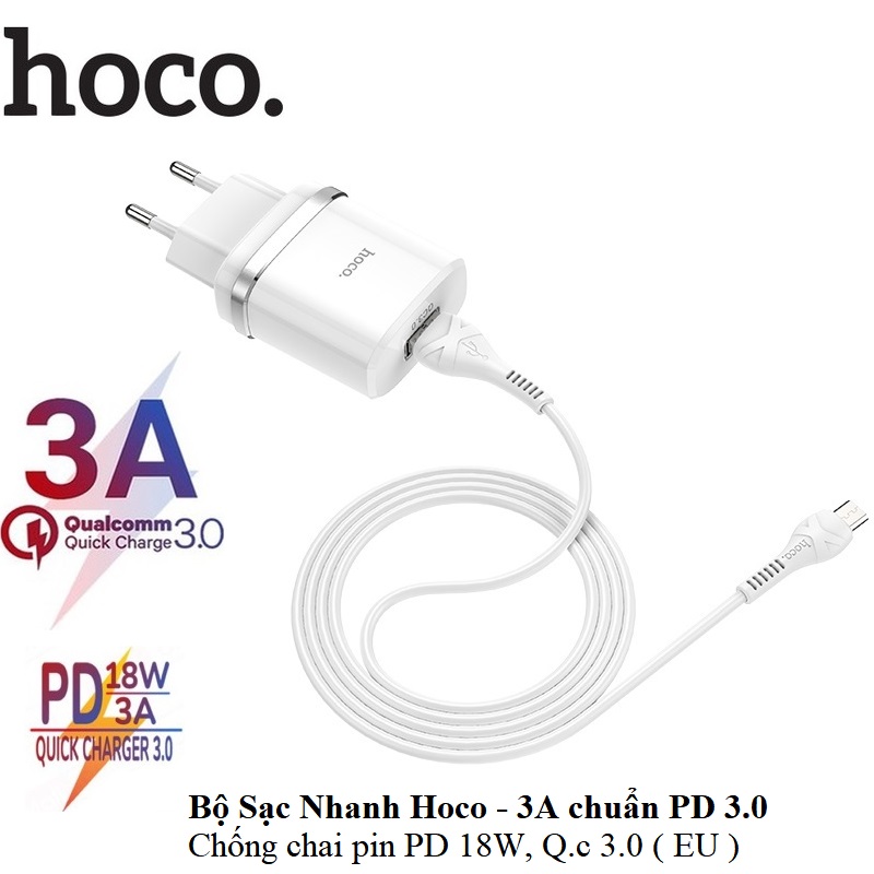 Củ Sạc Nhanh 3A HOCO C12Q DÒNG QC3.0/18W SẠC FULL IPHONE, IPAD, ANDROID
