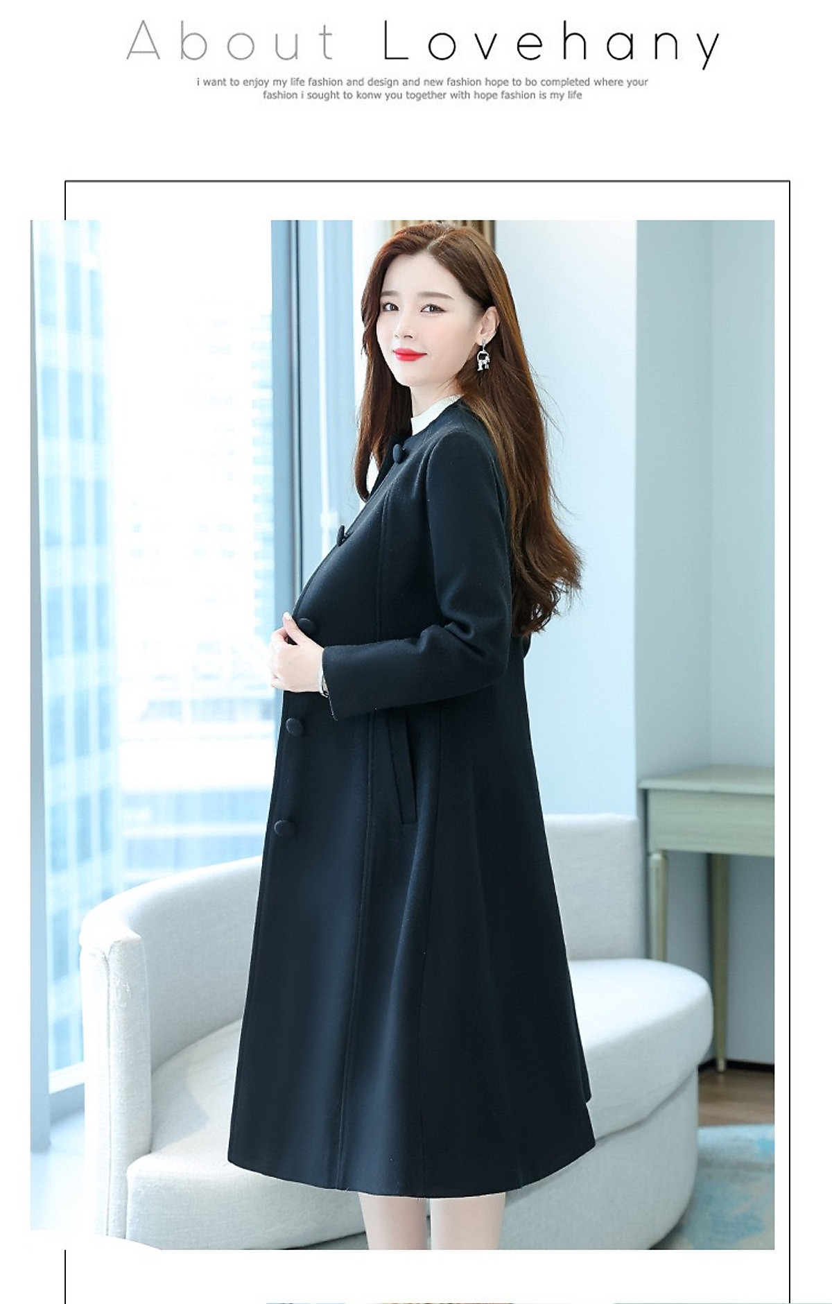 ÁO KHOÁC DẠ CỔ TRỤ DÁNG DÀI