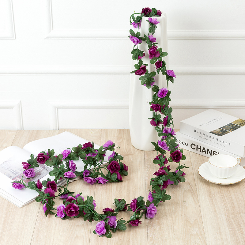 1 pack rose imitation 2,5m climbing roses flower tree garland Faux flower pink roses hanging ivy Home Hotel wedding party garden decoration