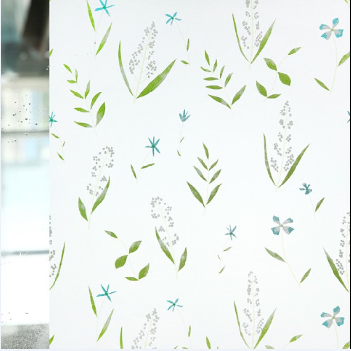 Decal giấy dán kính hoa lá cỏ khổ rộng 0.45m
