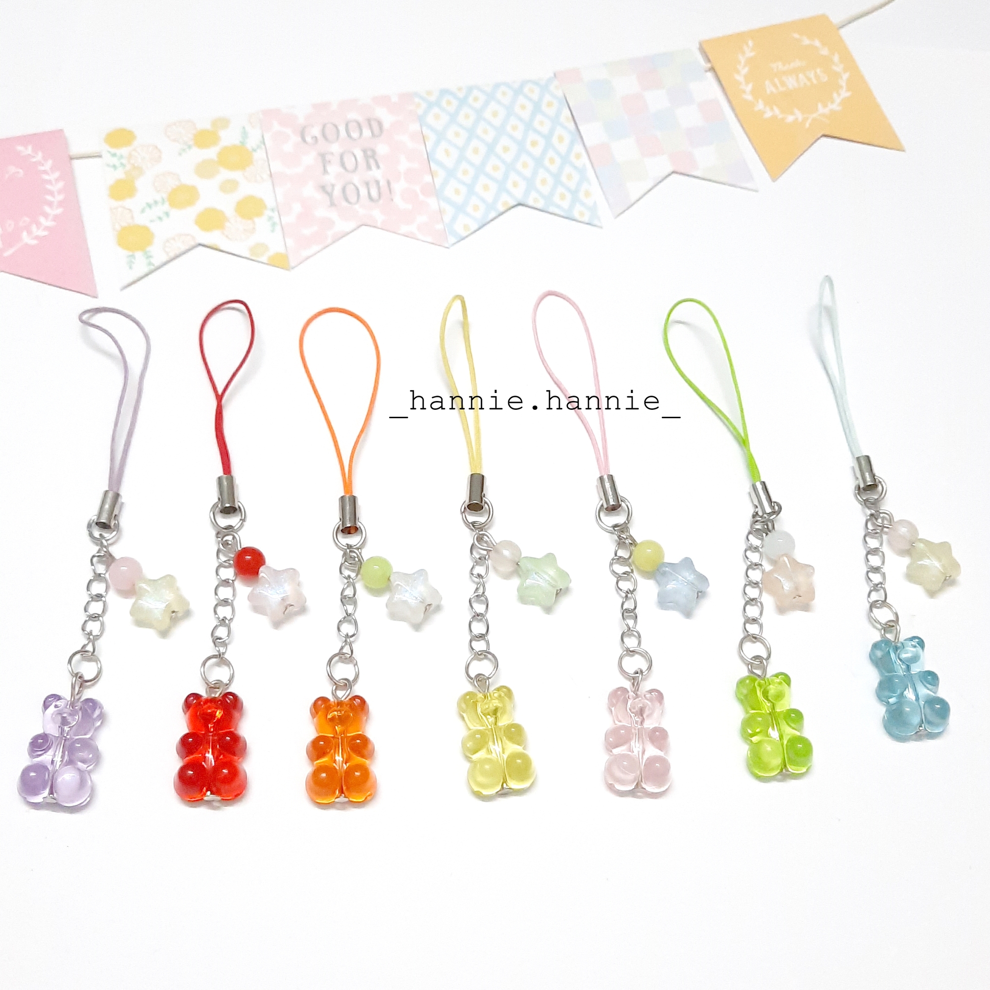 Đọc mô tả - GUMMY BEAR - Móc khóa gấu dây treo điện thoại, usb, máy ảnh, quà tặng handmade (Vàng/Cam/Tím/Hồng/Xanh biển/Xanh lá/Tím)