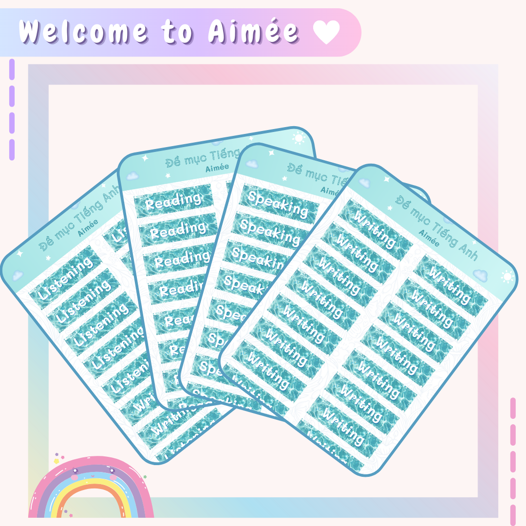 Set 4 Tấm Sticker Đề Mục Tiếng Anh | Aimée