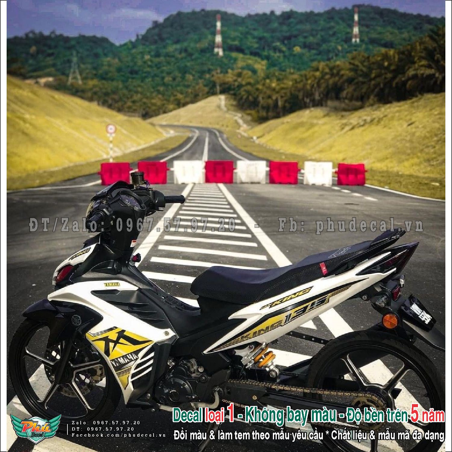 Tem rời Exciter 135 MX trắng vàng đen