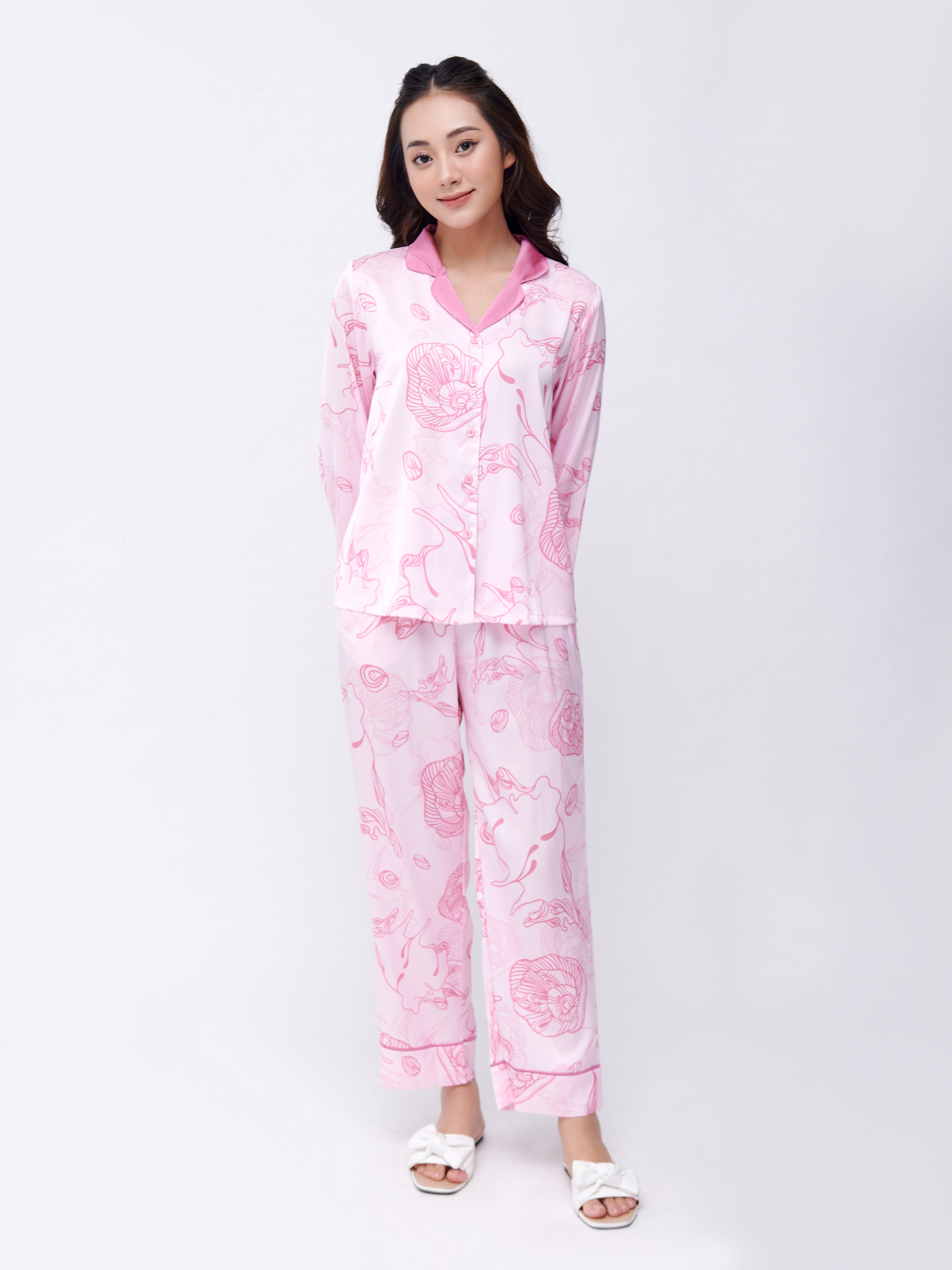 WINNY - Bộ Đồ Dài Suông Lụa Satin Nữ Mặc Nhà 2MNSA22607D