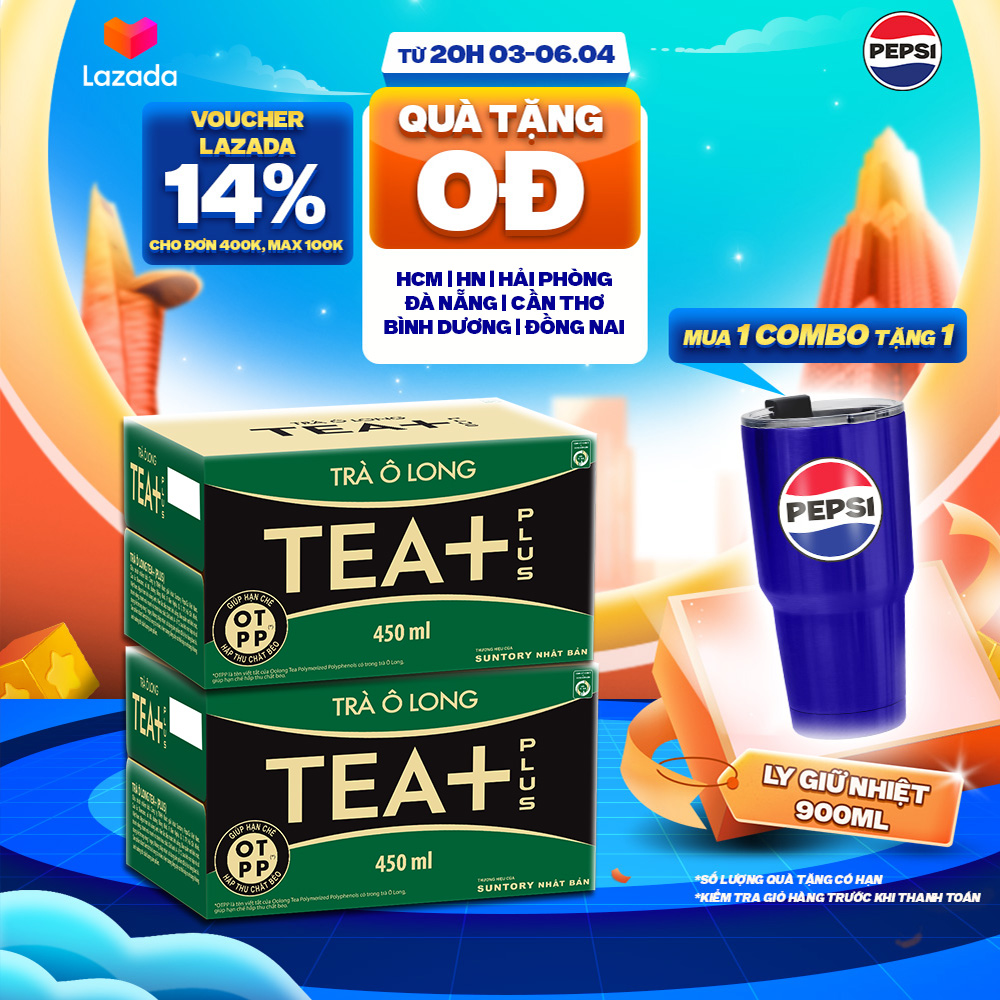 [SALE 7.7] Combo 2 Thùng 24 Chai Trà Ô long Tea+ (450ml /chai)