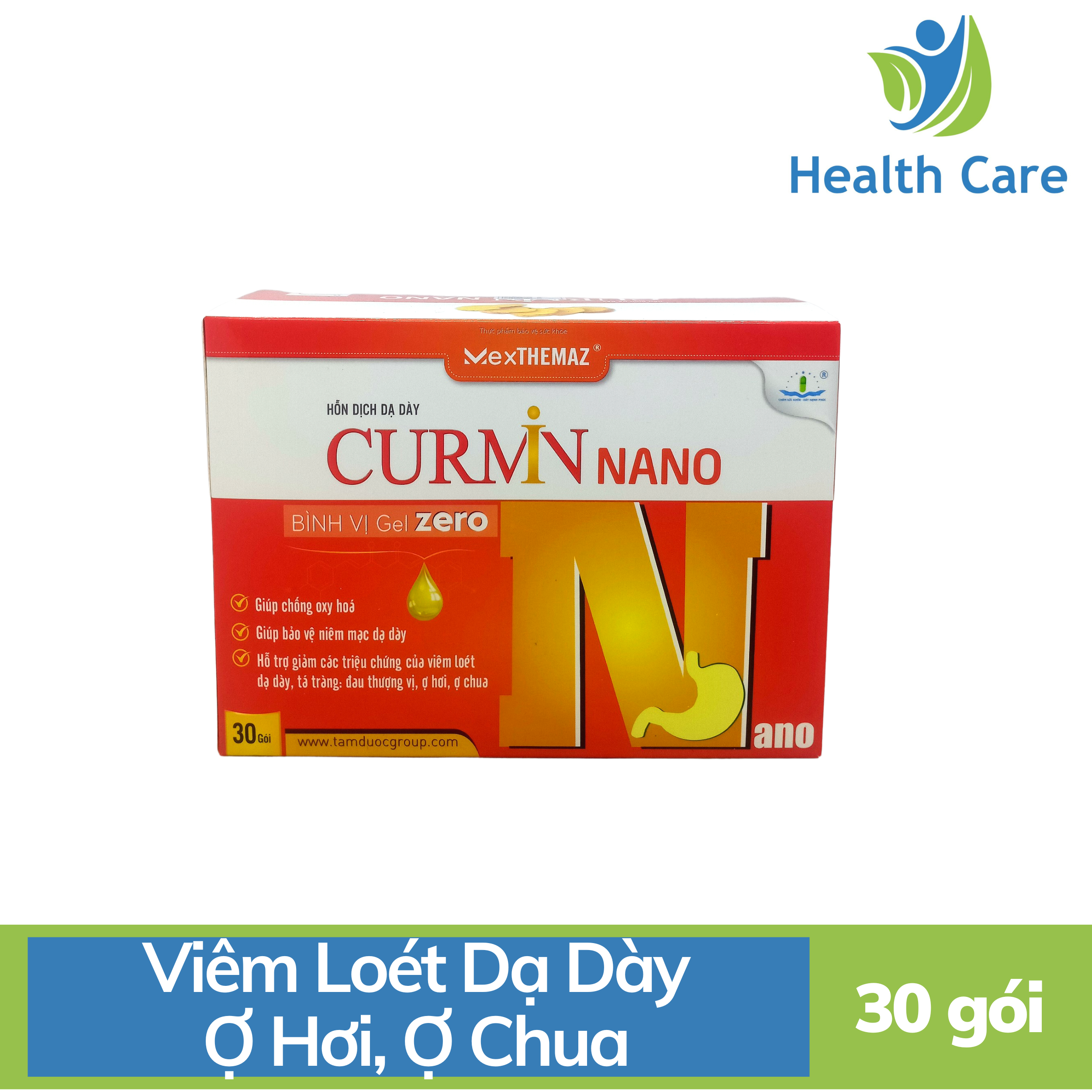 Hỗn dịch dạ dày Curmin Nano Bình Vị Gel Zero - 30 gói x 10ml - dùng được cho người tiểu đường