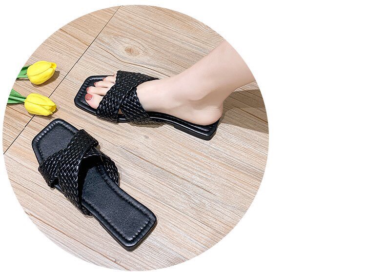 [Hoàn tiền 15%]Dép lê nữ quai tết chéo siêu mềm êm chân - DL30