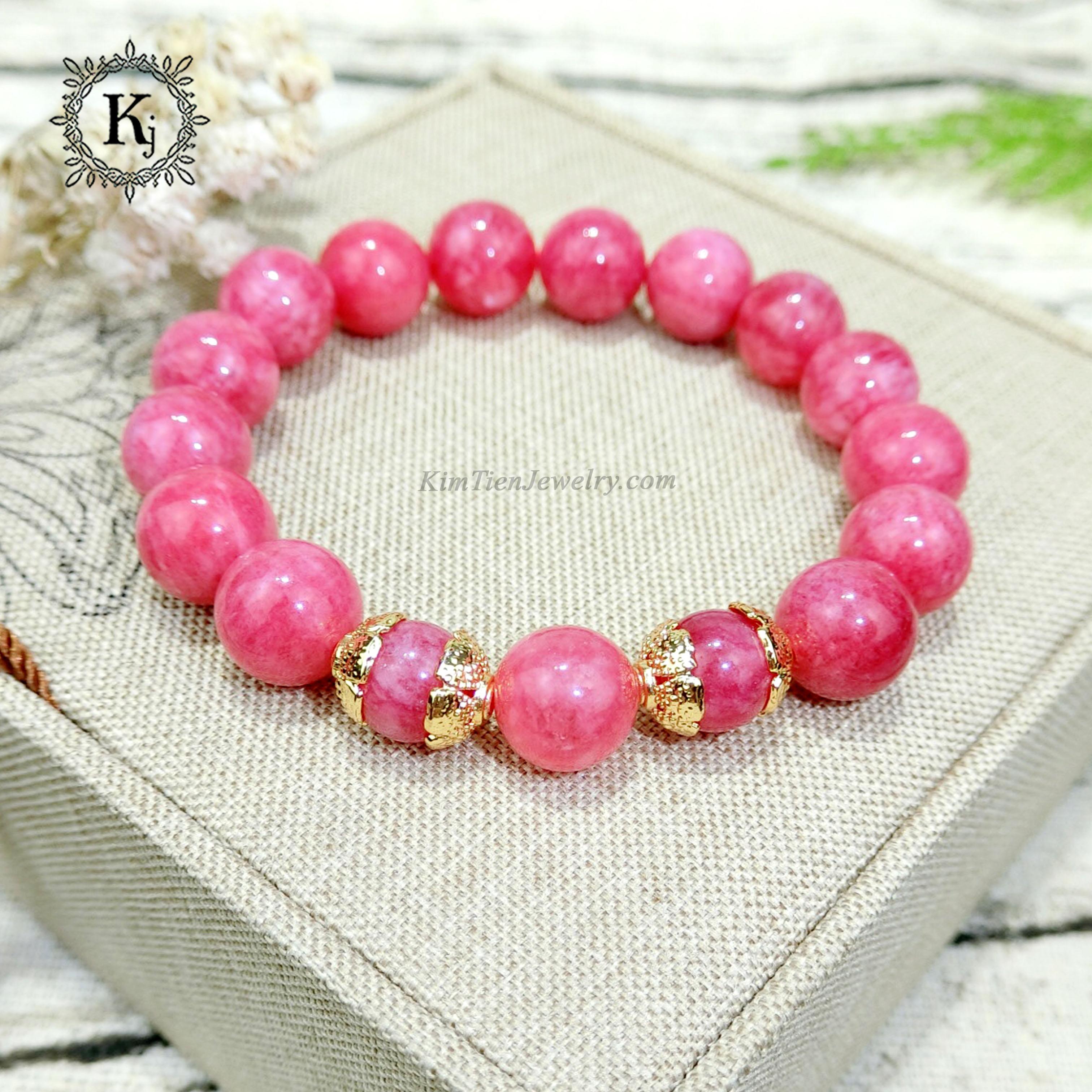 Vòng Tay Phong Thủy Hồng Ngọc Ấn Độ Mix Charm - Trẻ Trung - Tinh Tế - Hợp Mệnh Hỏa , Thổ  - Tặng Kèm Dây , Đá Dự Phòng