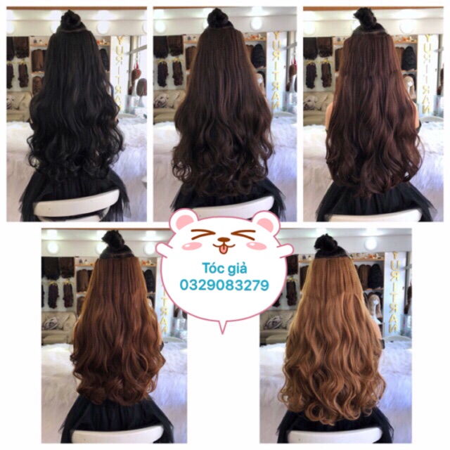 Tóc giả nữ ❤️FREESHIP 50k ❤️ Giảm 5k khi nhập mã [TOCGIADEP] - Tóc giả kẹp dải 60cm - bấm phồng chân tóc - k60