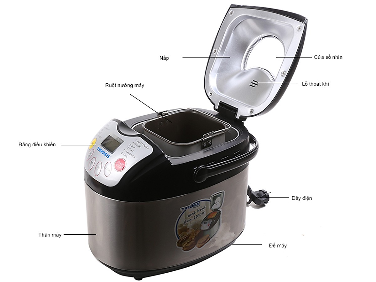 Máy làm bánh mỳ 12 chức năng Tiross TS821 (Inox)