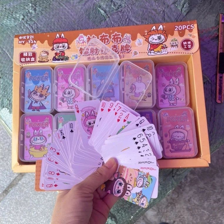 Bộ Bài Tây Mini LABUBU 52 Lá Siêu Dễ Thương Kèm Hộp Nhựa Đựng