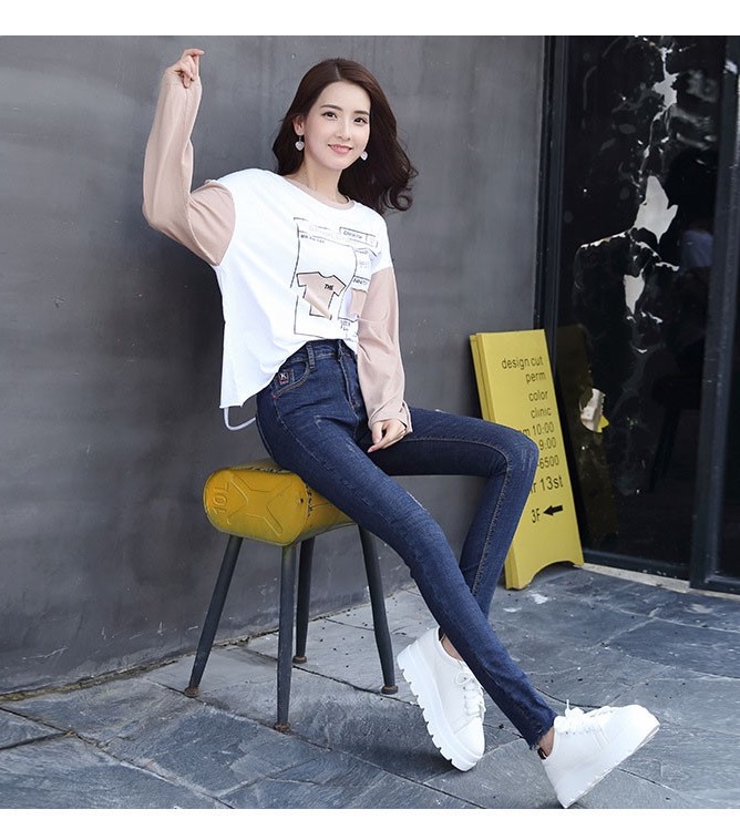 Quần jean nữ dài cào xước nhẹ 1032.30