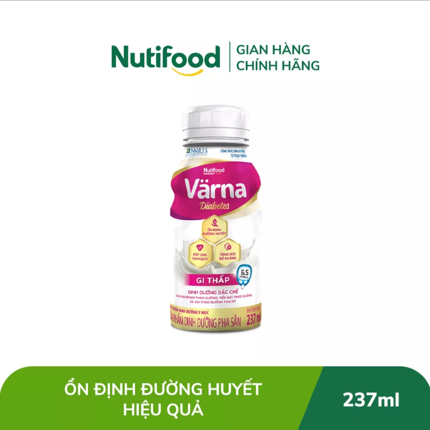 (HSD T2-2025) Lốc 6 Chai Sữa Pha Sẵn Nutifood Varna Diabetes 237ml.