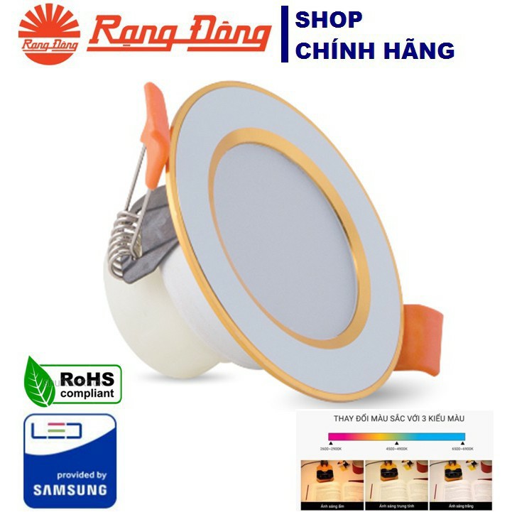 Đèn LED âm trần đổi 3 màu 3W Rạng Đông, khoét lỗ 60, vỏ nhôm đúc -