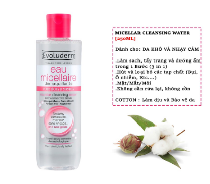 Nước tẩy trang Evoluderm Eau Micellaire 250ml