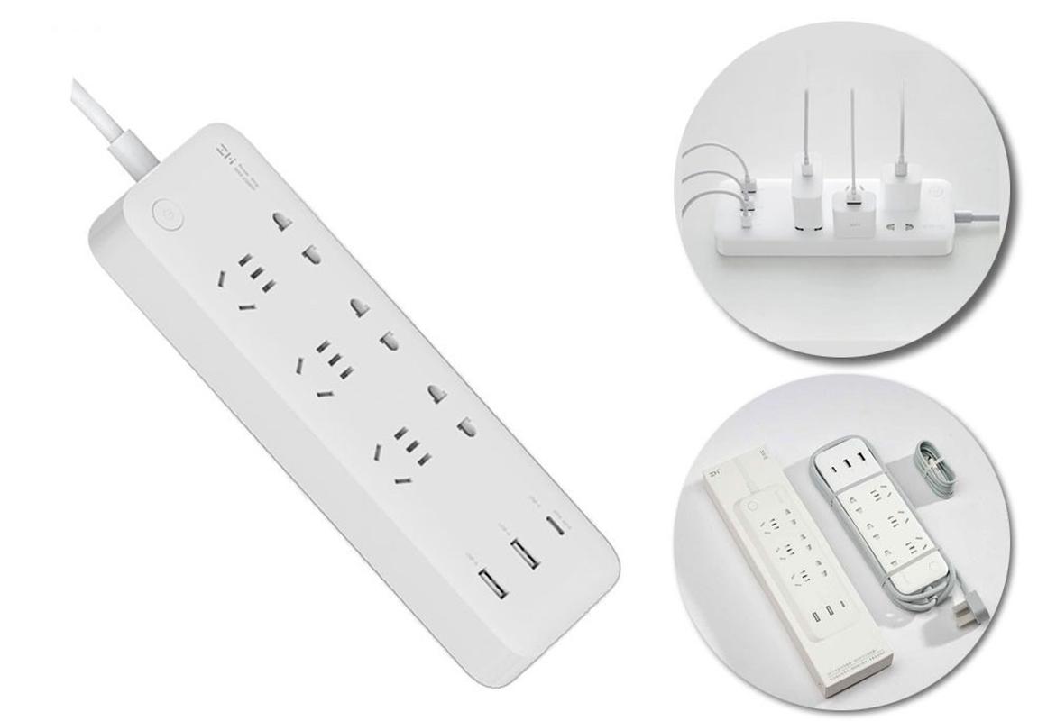 Ổ cắm điện thông minh xiaomi mi power strip 6 cổng 3 usb/ổ cắm 6 cổng 65w xiaomi zmi cxp01 power strip 65w
