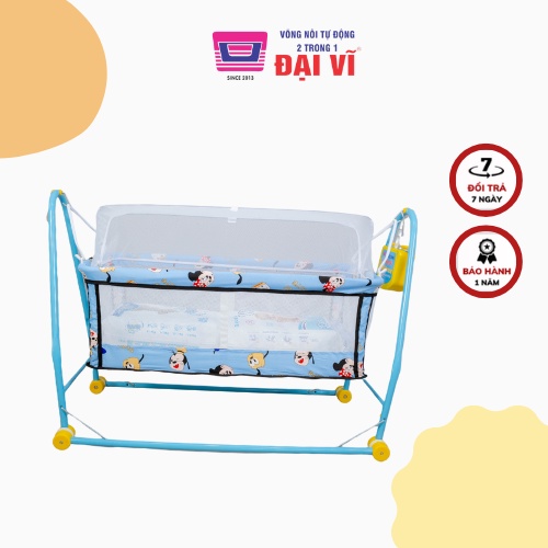 Nôi điện tự động đại vĩ 2 trong 1 đầy đủ khung, máy đưa, màn, lưới lót, võng lưới