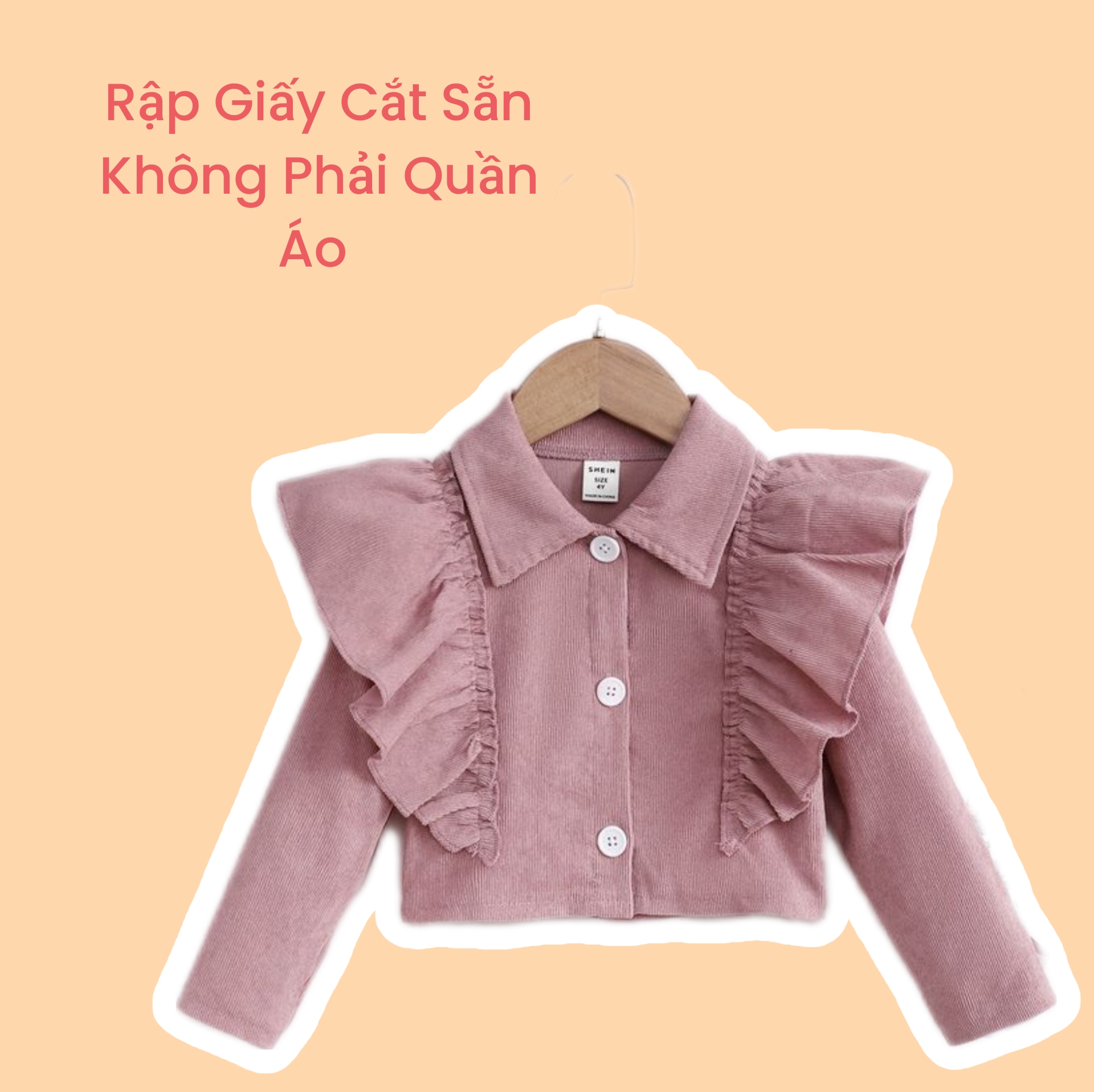 Rập giấy cắt sẵn - Rập giấy may áo dài tay cổ sơ mi bèo ngực bé gái